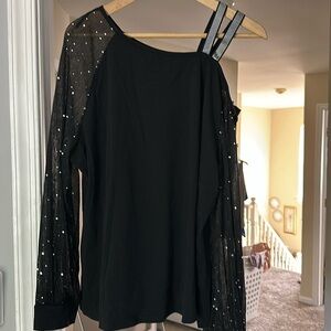 BRAND NEW Black, Cold-Shoulder Shirt